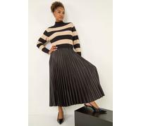 Roman Stripe Knit Pleated Dress In Black Black 14