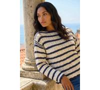 Roman Women's Stripe Pointelle Knit Jumper in Ivory | Size: 16 Roman Ivory 16
