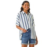 Roman Stripe Print Button Detail Shirt In Light Blue Light Blue 10