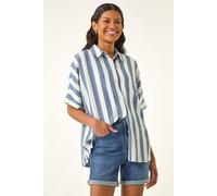 Roman Stripe Print Button Detail Shirt In Light Blue Light Blue 12