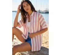 Stripe Print Button Detail Shirt Roman Light Pink 20