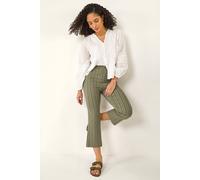 Roman Stripe Print Crop Bootleg Trouser In Khaki Khaki 16