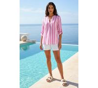 Roman Stripe Print Pleat Detail Top In Pink Pink 12