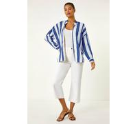 Roman Stripe Print Relaxed Button Shirt In Navy Navy