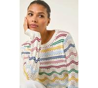 Roman Stripe Wave Knit Jumper In Ivory Ivory 18