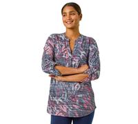 Roman Striped Animal Print Stretch Top In Blue Blue 20