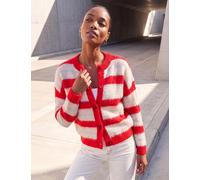 Roman Striped Cardigan With Wool Red Mix