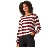 Roman Striped Scallop Cotton Blend Tie Jumper In Wine Wine 12
