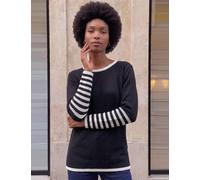 Roman Striped Two Tone Jumper Black