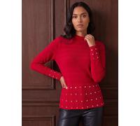 Roman Studded Peplum Knit Top Red