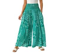 Roman Swirl Print Palazzo Wide Leg Trouser In Jade Jade One Size