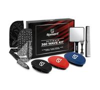 Roman-T 8-in-1 360 Wave Brush Kit - Grooming Kit for 360 Waves - 3 Wave Brushes, Soft, Medium & Hard - 2 Silky Satin Durag - Black & Black Paisley, Hand Mirror, Comb, Hair Brush Cleaner - Gift Set