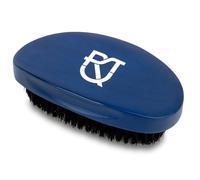 Roman-T Medium-Hard 360 Wave Brush With Reinforced Nylon and Boar Bristles - Curved Wave Brush with Wooden Base (Blue)
