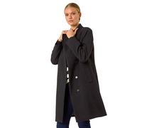 Roman Tailored Funnel Neck Pocket Detail Coat In Black Black 16