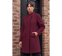 Roman Originals Tailored Funnel Neck Pocket Detail Coat for Women UK - Ladies Everyday Autumn Winter Comfy Soft Evening Vacation Work Party Night Out - Bordeaux - Size 14