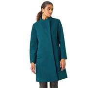 Roman Tailored Funnel Neck Pocket Detail Coat In Teal Teal 16