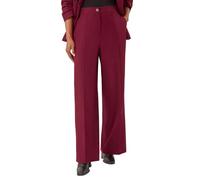 Roman Tailored Relaxed Stretch Trousers for Women UK - Ladies Spring Everyday Summer Holiday Button Fastened Comfy Side Pockets Soft Pleat Detail Daywear Bottoms - Wine - Size 16