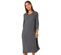 Roman Textured A-Line Stretch Midi Dress In Grey Grey 12