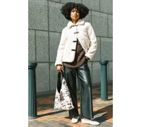Roman Women's Textured Borg Collared Jacket in Cream | Size: 10 Roman Cream 10