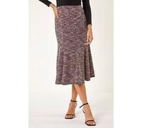 Roman Women's Textured Boucle Panel Stretch Skirt in Red | Size: 14 Roman Red 14