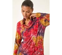 Roman Women's Textured Burnout Cowl Neck Top in Red | Size: 10 Roman Red 10