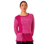 Roman Originals Textured Button Detail Knit Jumper for Women UK - Ladies Everyday Autumn Winter Round Neckline Comfy Soft Evening Vacation Work Party Night Out - Cerise - Size 16