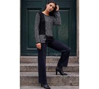 Roman Originals Textured Button Detail Knit Jumper for Women UK - Ladies Everyday Autumn Winter Round Neckline Comfy Soft Evening Vacation Work Party Night Out - Charcoal - Size 20