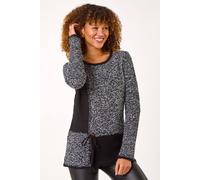 Roman Originals Textured Button Detail Knit Jumper for Women UK - Ladies Everyday Autumn Winter Round Neckline Comfy Soft Evening Vacation Work Party Night Out - Charcoal - Size 16