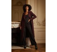Roman Textured Buttoned Boucle Coat In Burgundy Burgundy 14