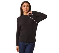 Roman Textured Buttoned Neck Knit Jumper In Black Black 10