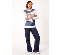Roman Textured Colour Block Jumper In Blue Blue 16