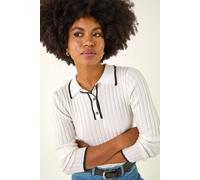 Roman Women's Textured Colour Block Knit Jumper in Ivory | Size: 12 Roman Ivory 12