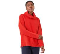 Roman Originals Textured Cowl Neck Jumper for Women UK - Ladies Everyday Autumn Winter Comfy Soft Evening Vacation Work Party Night Out - Red - Size 16