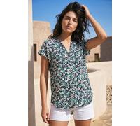 Roman Textured Floral Print Top In Dark Navy Dark Navy