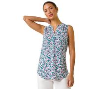 Roman Originals Sleeveless Shirt for Women UK Ladies Vest Tank Top Summer Smart Blouse Stretchy Jersey T-Shirt Casual Spring Holiday Party Beach Vacation Notch Neck - Textured Pink - Size 10