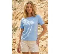 Roman Women's Textured Floral Stretch T-Shirt in Blue | Size: 20 Roman Blue 20