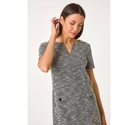 Roman Textured Pocket Detail Stretch Dress In Charcoal Charcoal 20