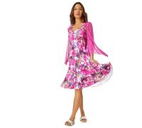 Roman Textured Pointelle Detail Shrug In Fuchsia Fuchsia 10