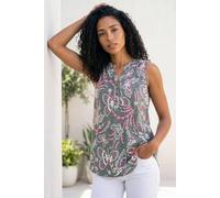 Roman Originals Sleeveless Shirt for Women UK Ladies Vest Tank Top Summer Smart Blouse Stretchy Jersey T-Shirt Casual Spring Holiday Party Beach Vacation Notch Neck - Grey - Size 18