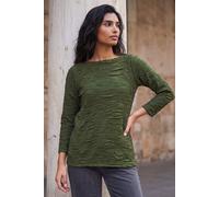 Roman Women's Textured Slash Neck Top in Khaki | Size: 16
