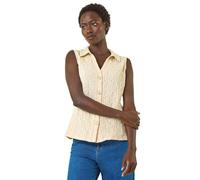 Roman Textured Sleeveless Buttoned Blouse In Ivory Ivory 12