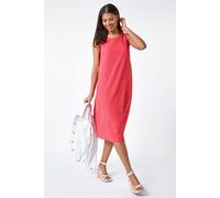 Roman Textured Sleeveless Midi Dress In Coral Coral 16