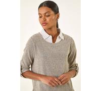 Roman Textured Snit Mock Shirt In Beige Beige 16