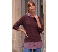 Roman Textured Snit Mock Shirt In Wine Wine