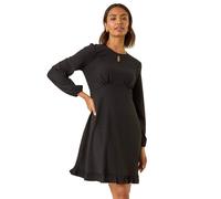 Roman Textured Spot Keyhole Dress In Black Black 14