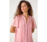 Textured Spot Lace Trim Blouse Roman Light Pink 12