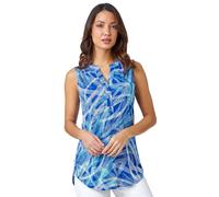 Roman Textured Spot Print Sleeveless V-Neck Top In Blue Blue 14