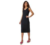 Roman Textured Stretch Jersey Midi Dress for Women UK - Ladies Spring Everyday Summer Break V-Neckline Comfy Sleeveless Soft A-Line Pull On Frock Vacation Gowns - Black - Size 20