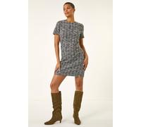 Roman Textured Stretch Shift Dress In Black Black 14