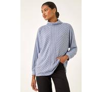 Roman Women's Textured Stripe Cowl Neck Top in Light Blue | Size: 12 Roman Light Blue 12